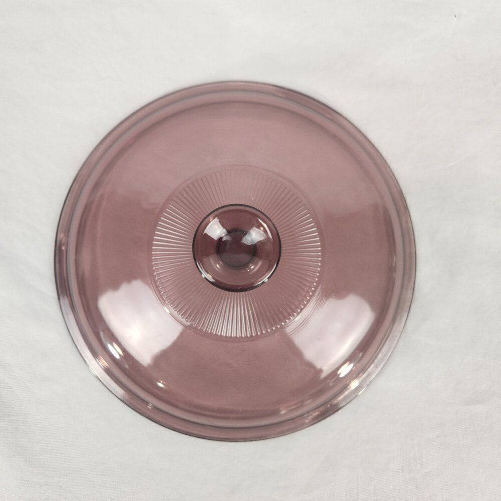 VTG Pyrex Cranberry Visions V33C glass round replacement lid 9-1/4"
